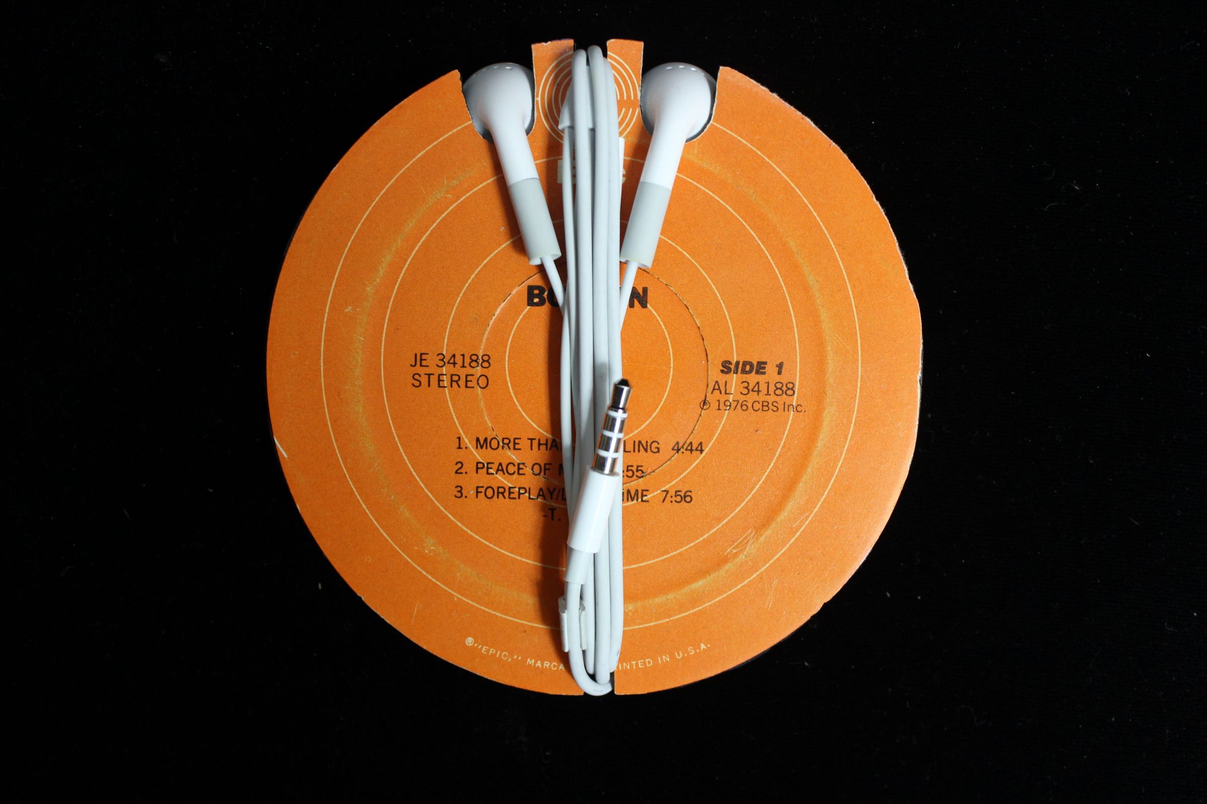 Upcycled Vinyl Record Earbud Wrap