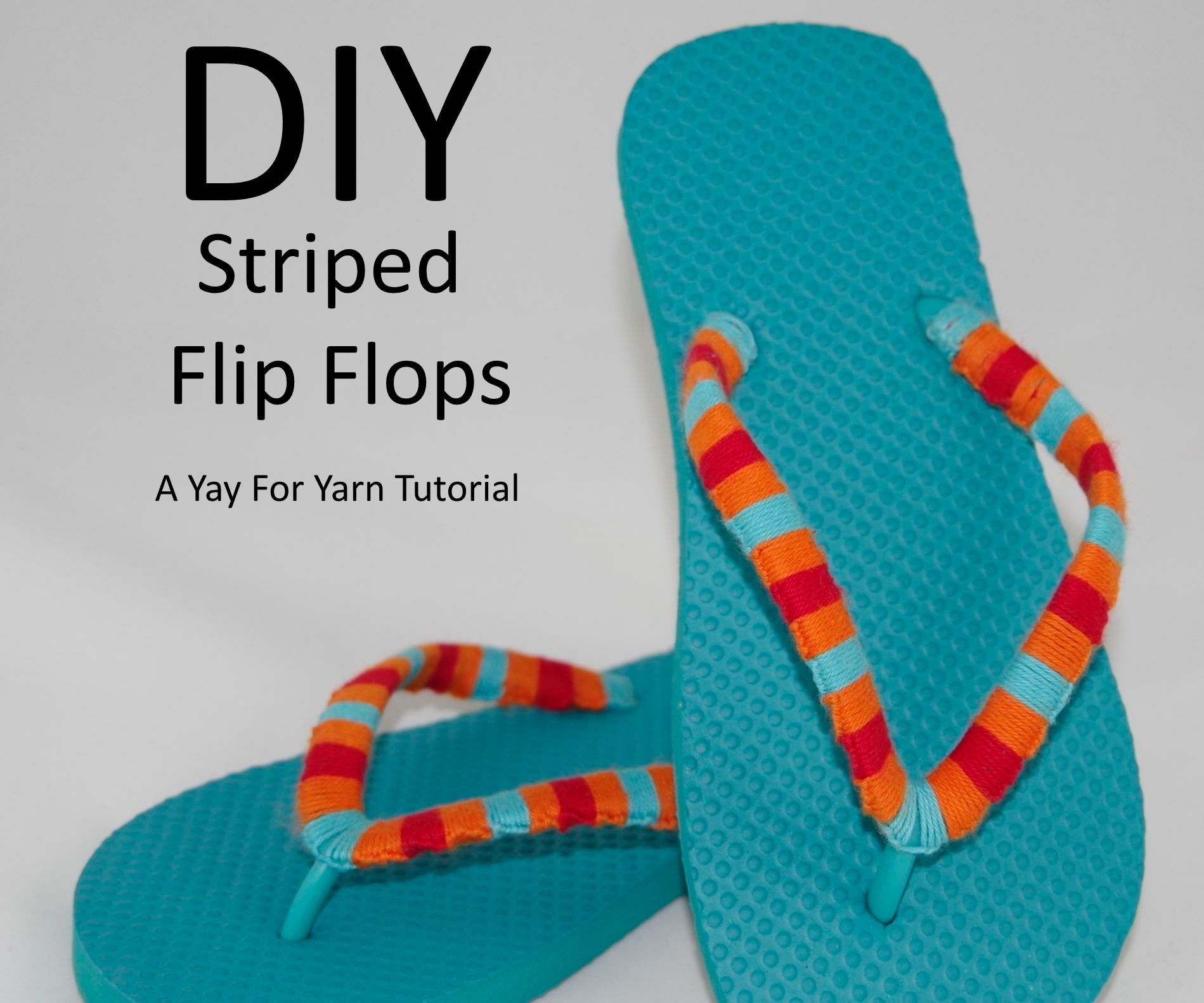Yarn Bombed Striped Flip Flops