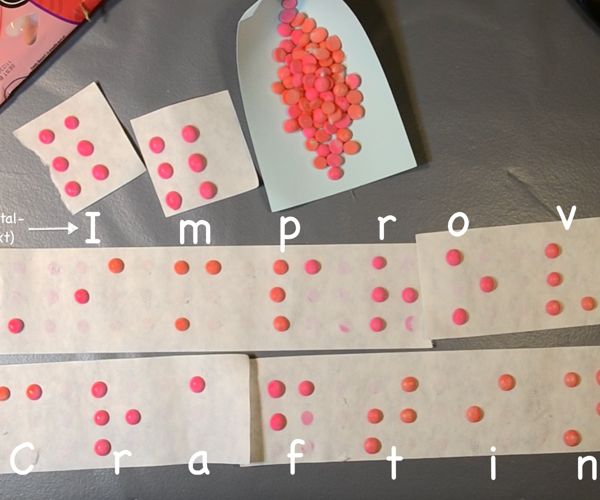 Candy-Button Braille Message