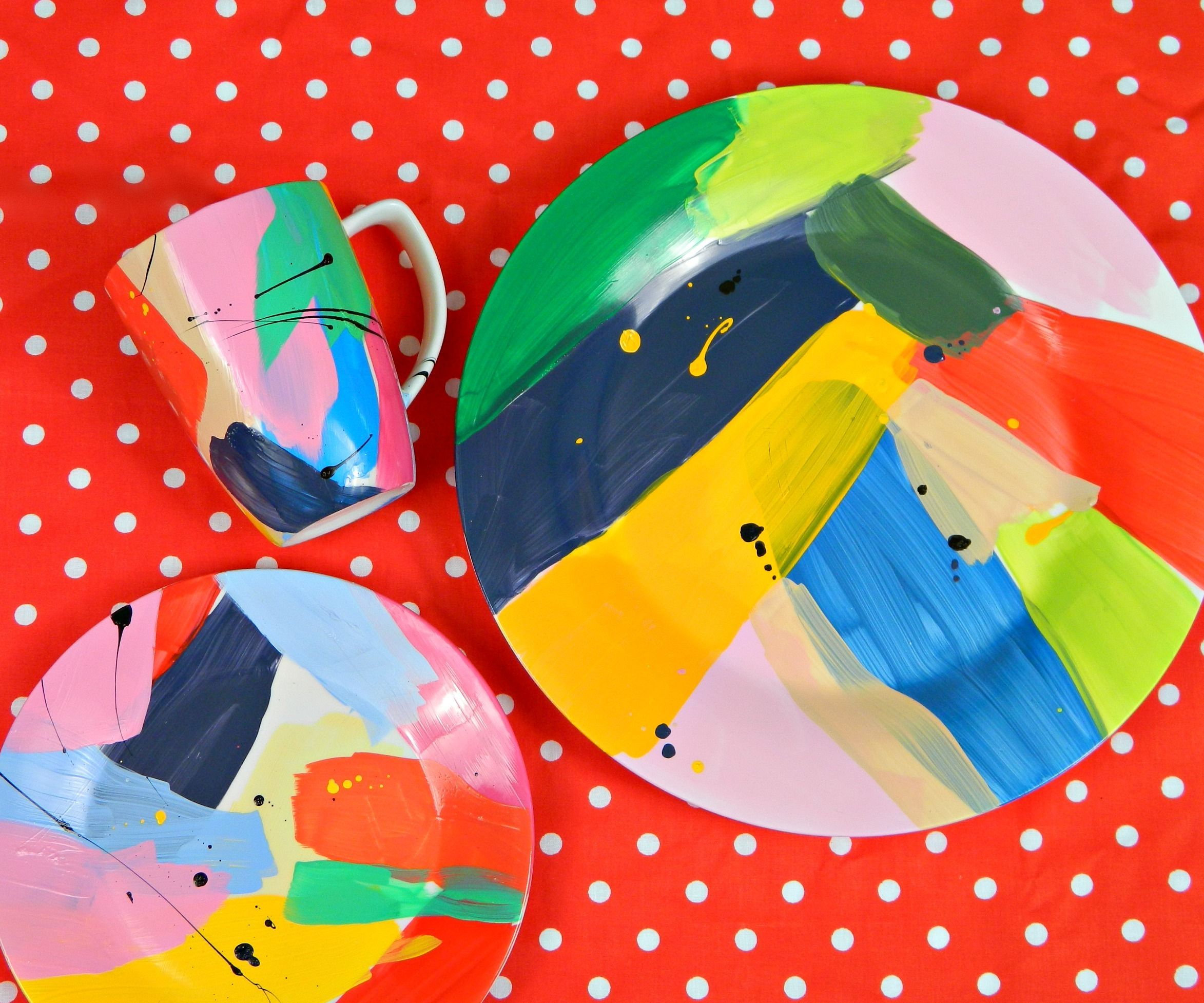 Abstract Art Painted Dishes