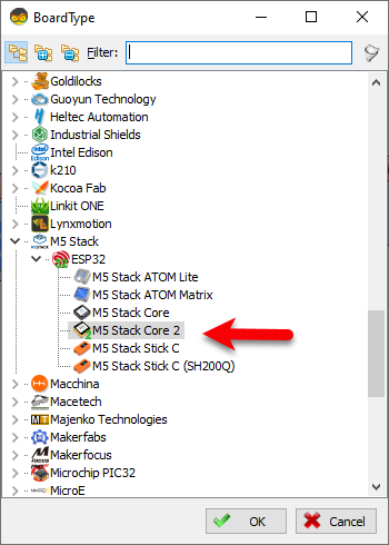 Start Visuino, and Select the M5 Stack Core 2 Board Type
