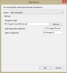 Task Scheduler: Setting Action