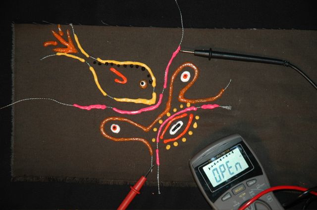 Fabric Paint Covering Conductive Thread