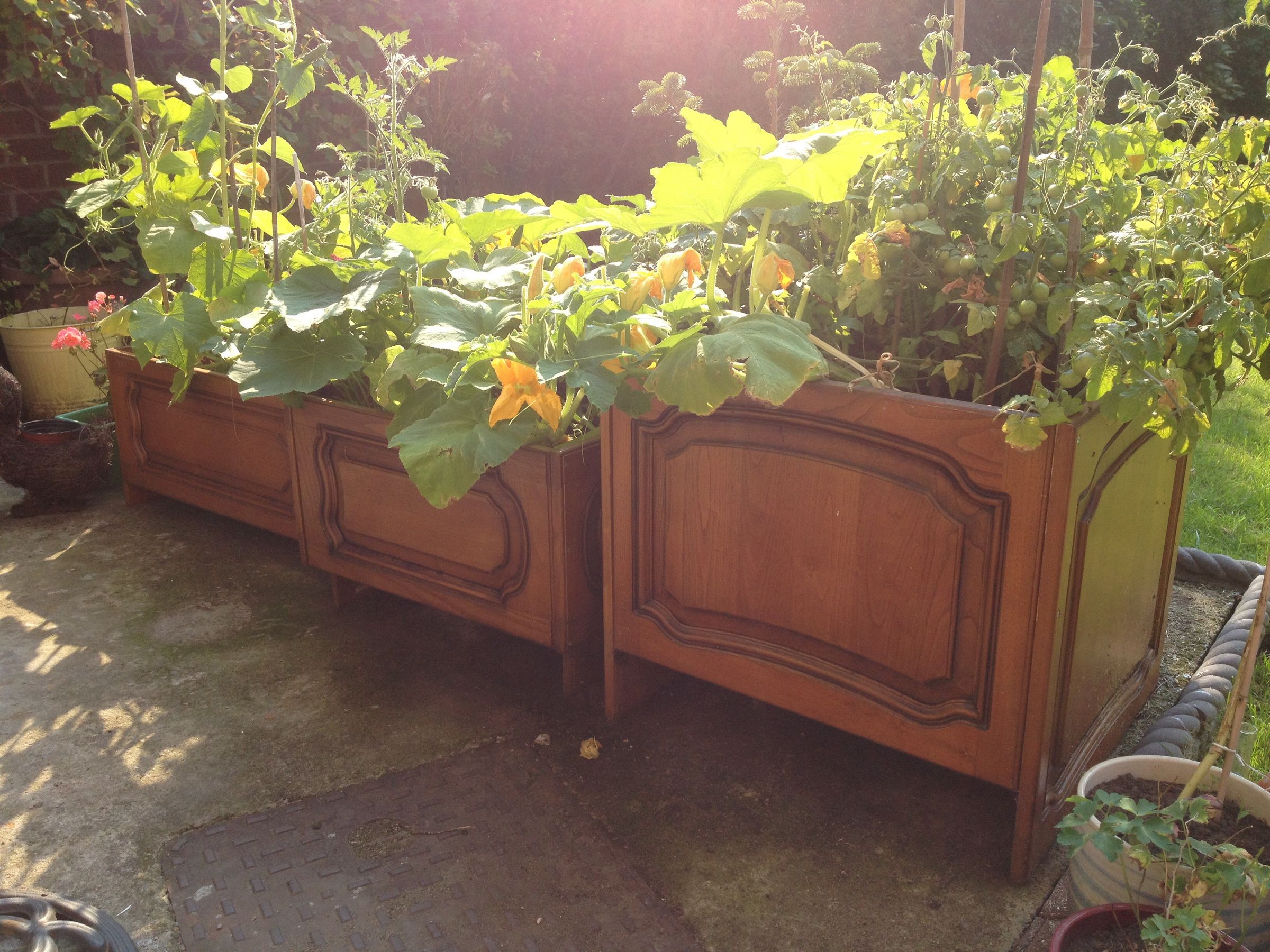 Recycled Kitchen Cupboard Door Planters