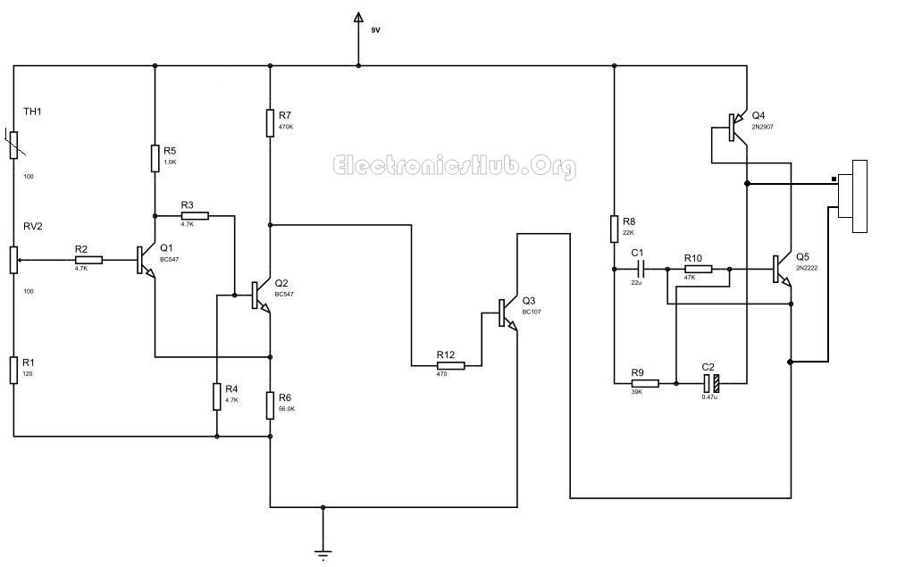 Fire Alarm Circuit Using Thermistor