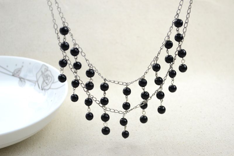 Handcrafted Beaded Jewelry-a Piece of Black Pearl Necklace