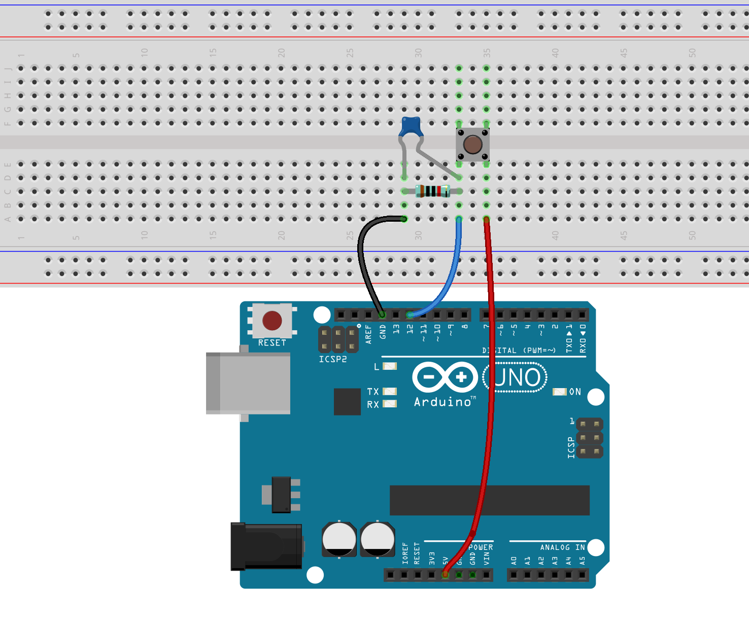 Controlling LED by Button With Arduino Uno R3