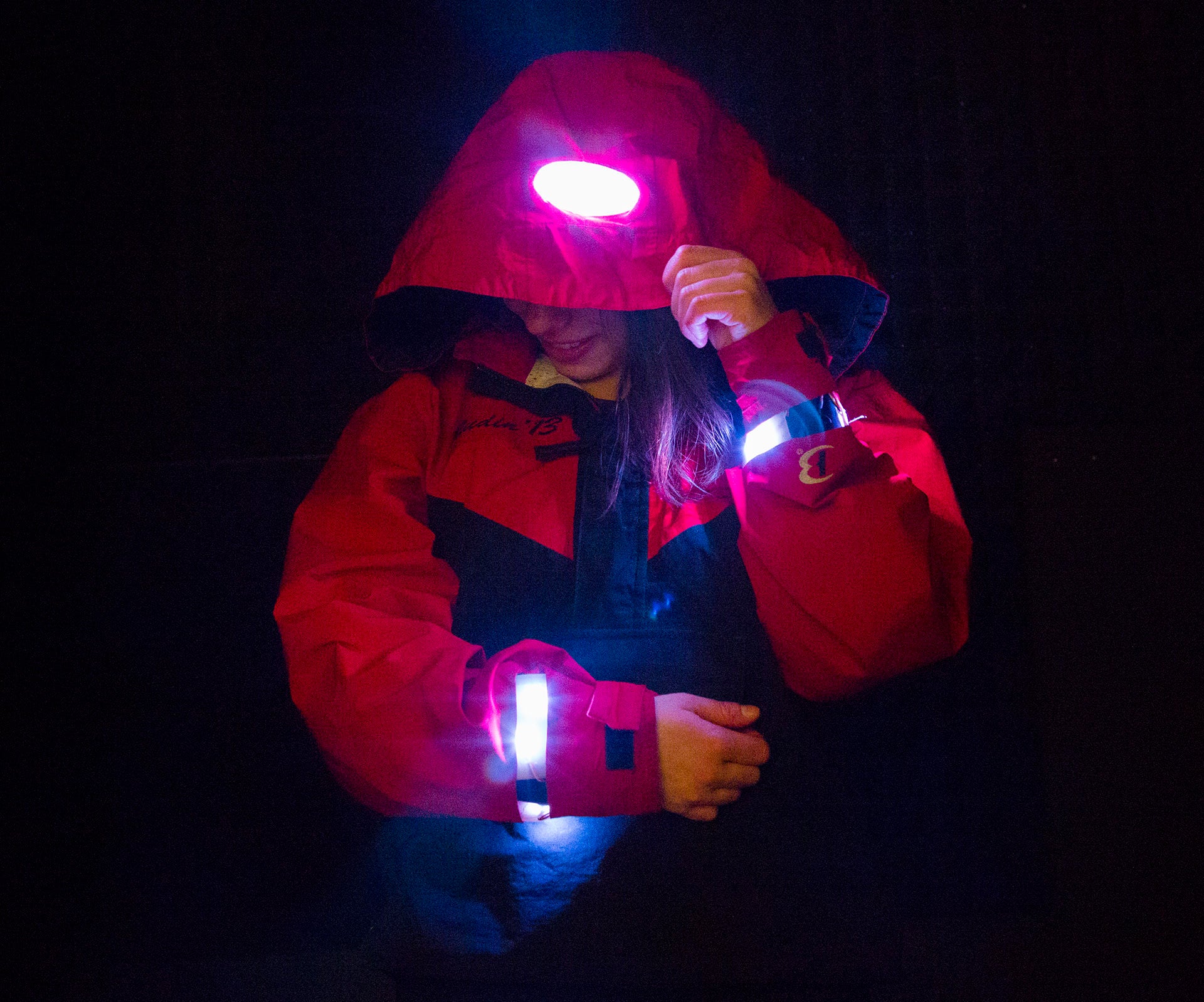 Mountain Safety Jacket Movement Sensitive LED Jacket 11 Steps (with
