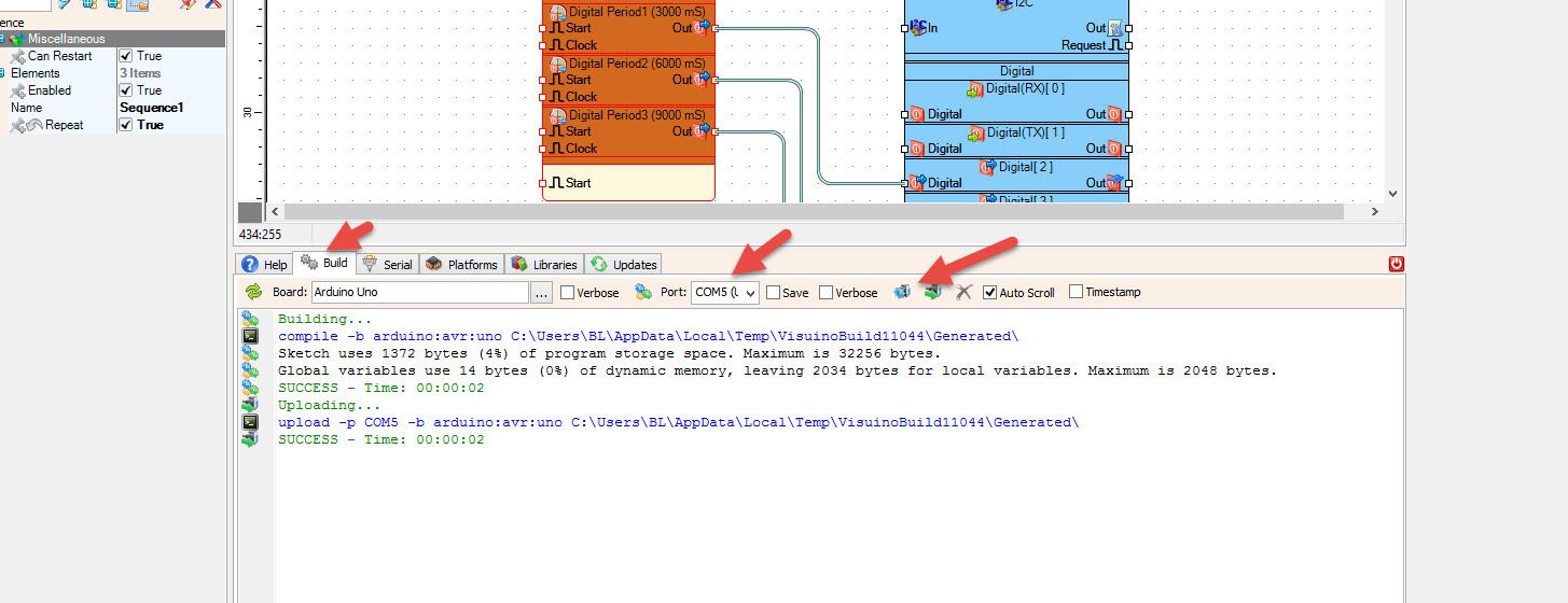 Generate, Compile, and Upload the Arduino Code
