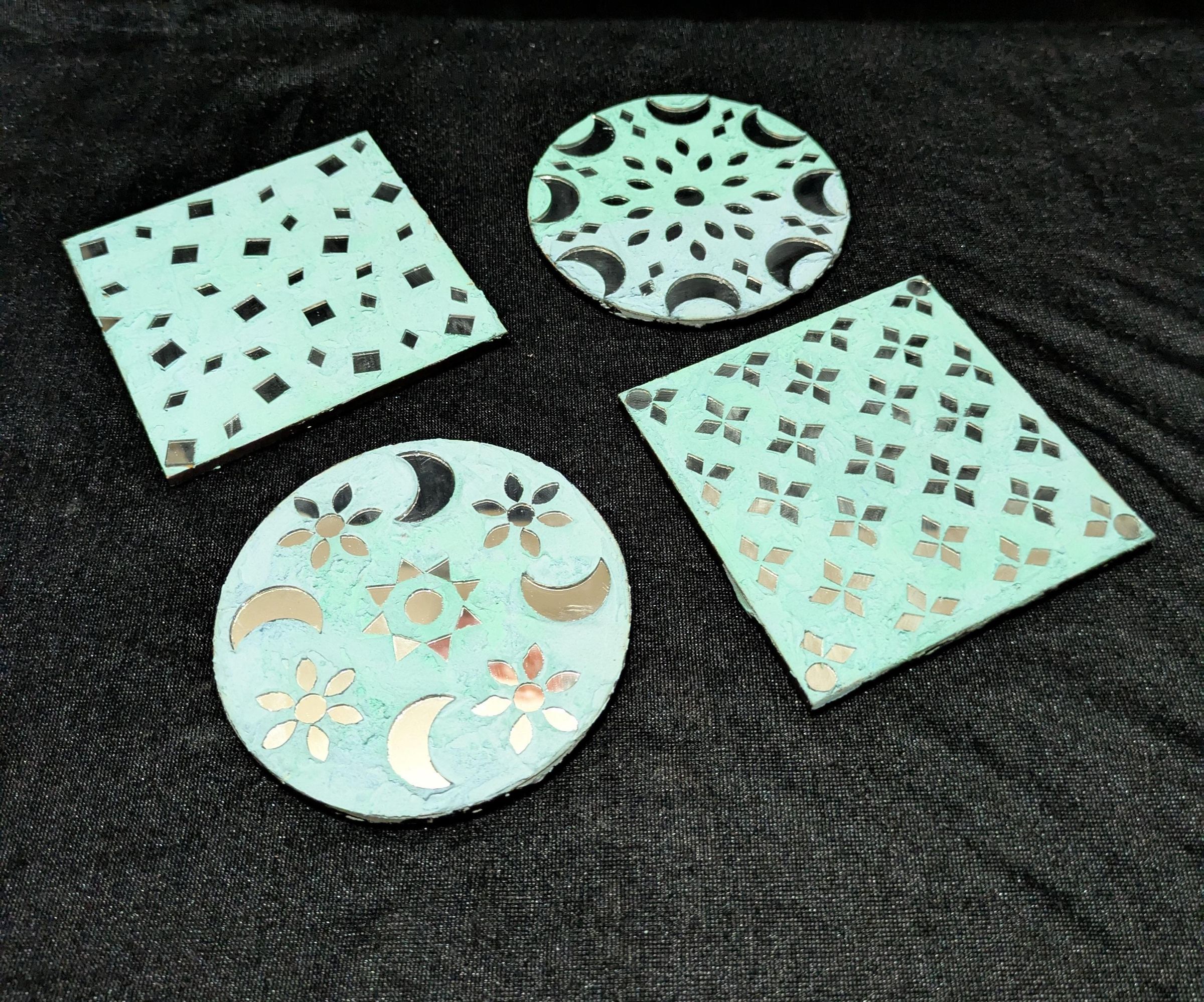 Blue Mosaic Mirror Coaster