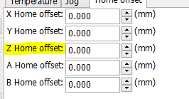 Adusting the Home Offset of the Z Axis