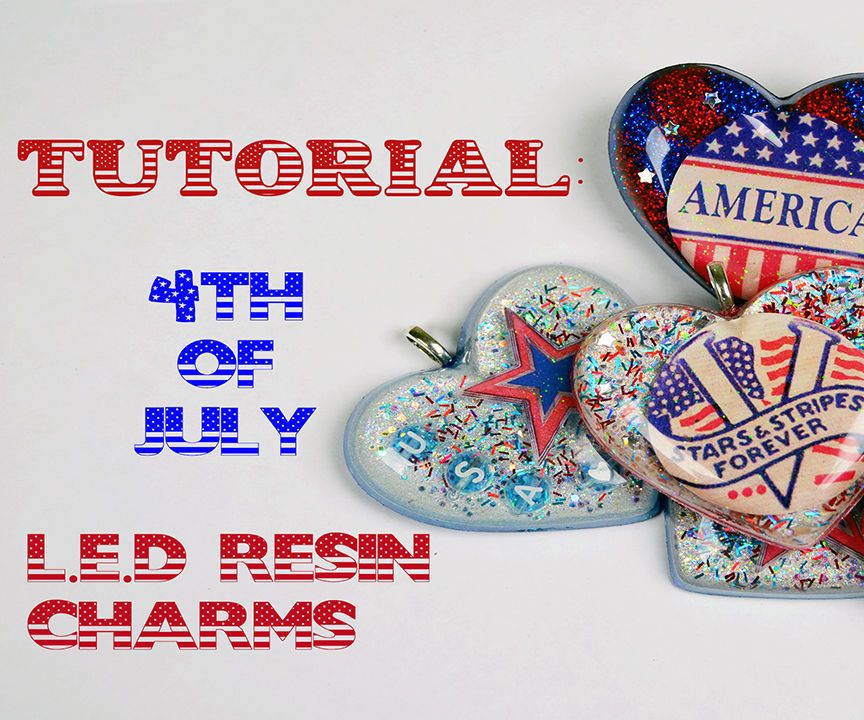 4th of July Flashing LED Resin Pendants