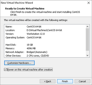 Virtual Machine Hardware Configuration