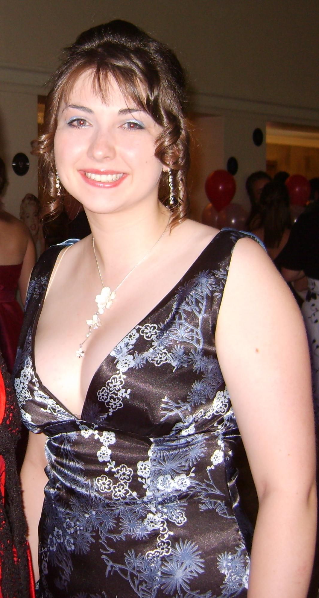 Stunning Blackless Oriental Print Evening Dress