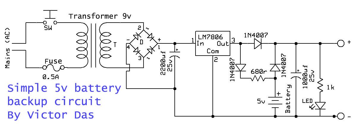 Simple 5v battery backup circuit