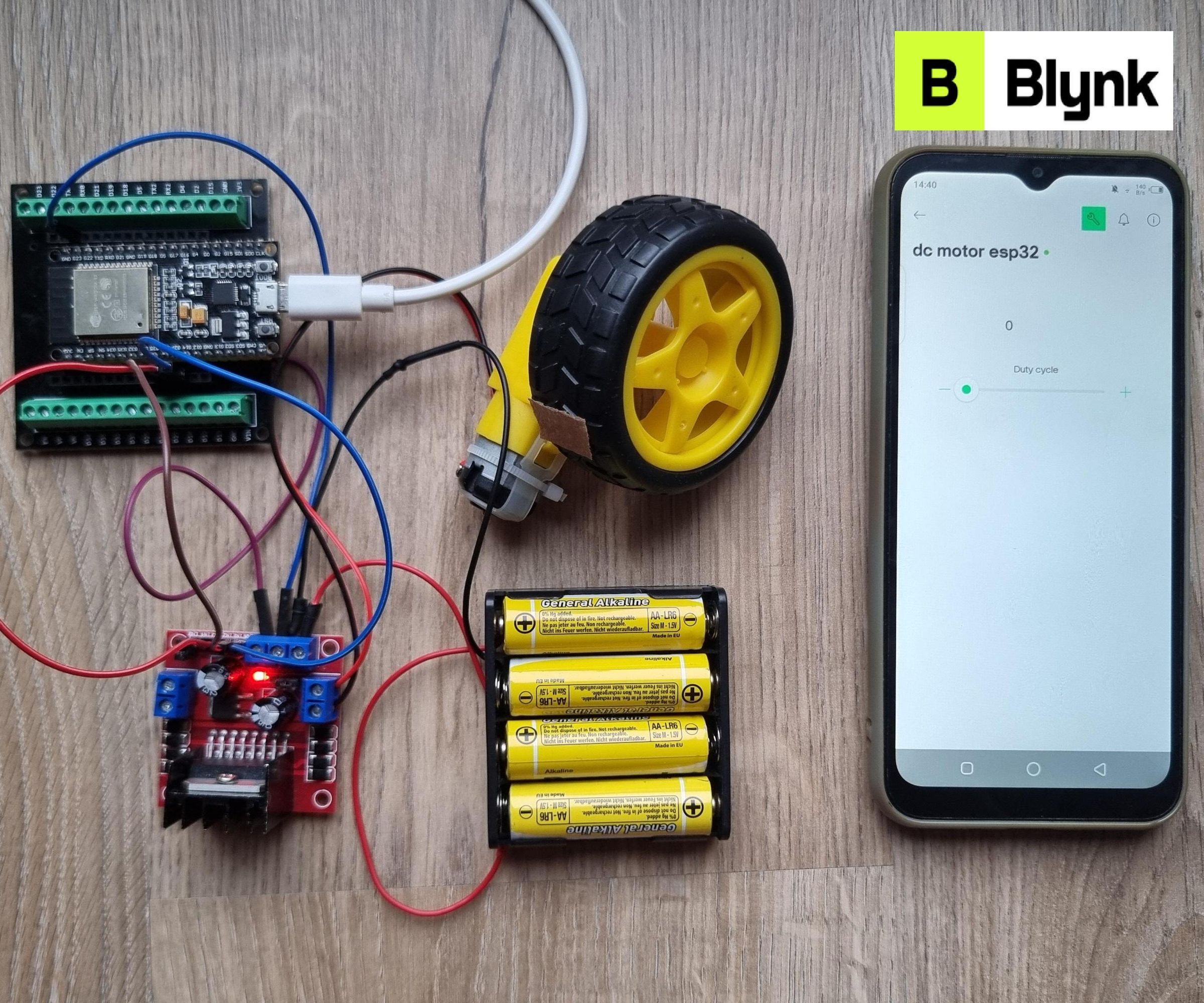 Change a DC Motor Speed From Your Cell Phone Using ESP32 and Blynk (Step-by-Step Guide)