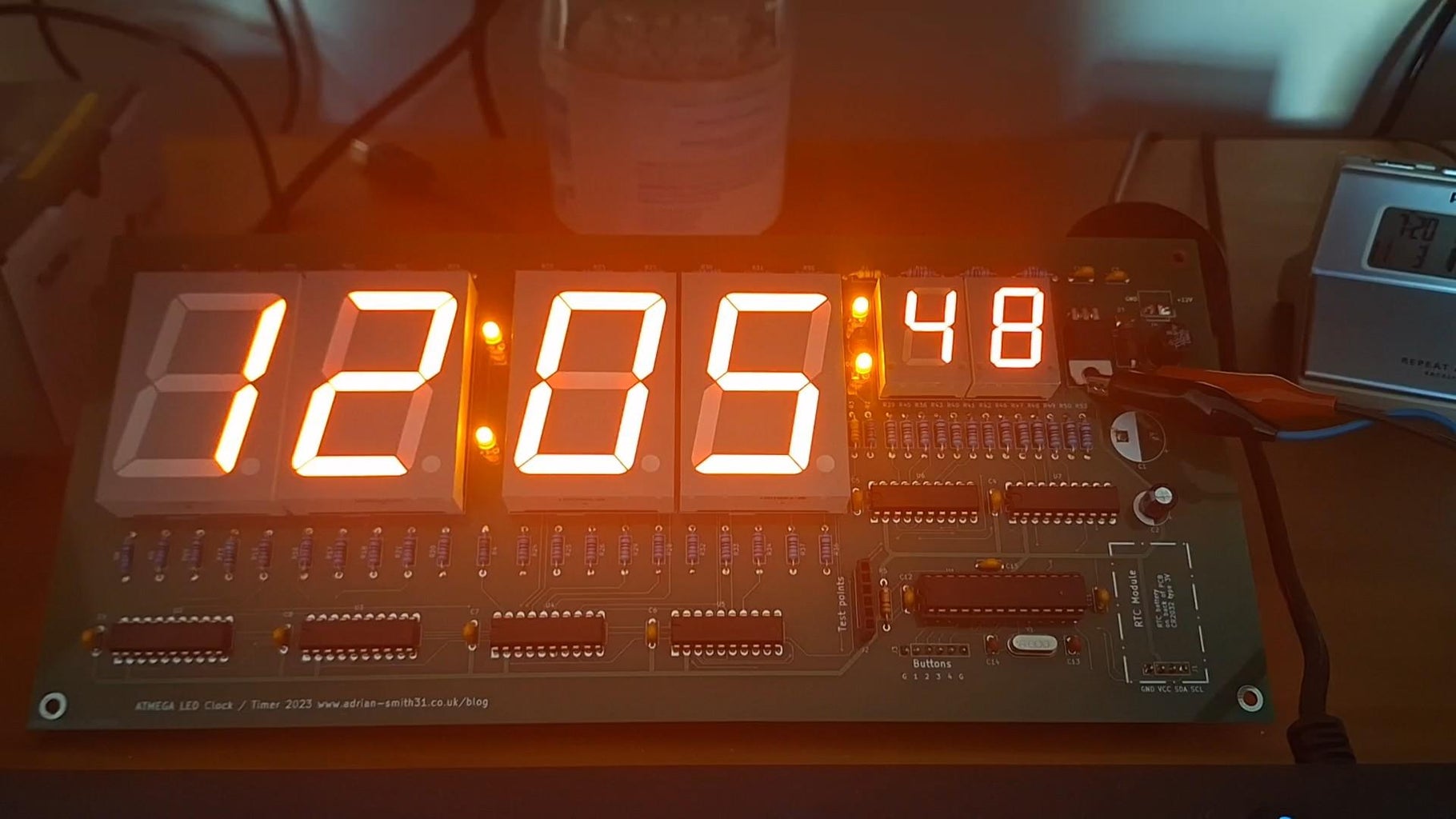 Large 6 Digit LED Clock 1.8