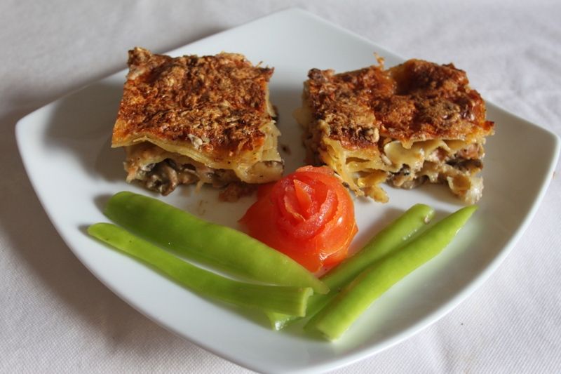 Smoked Salmon and Mushroom Lasagne