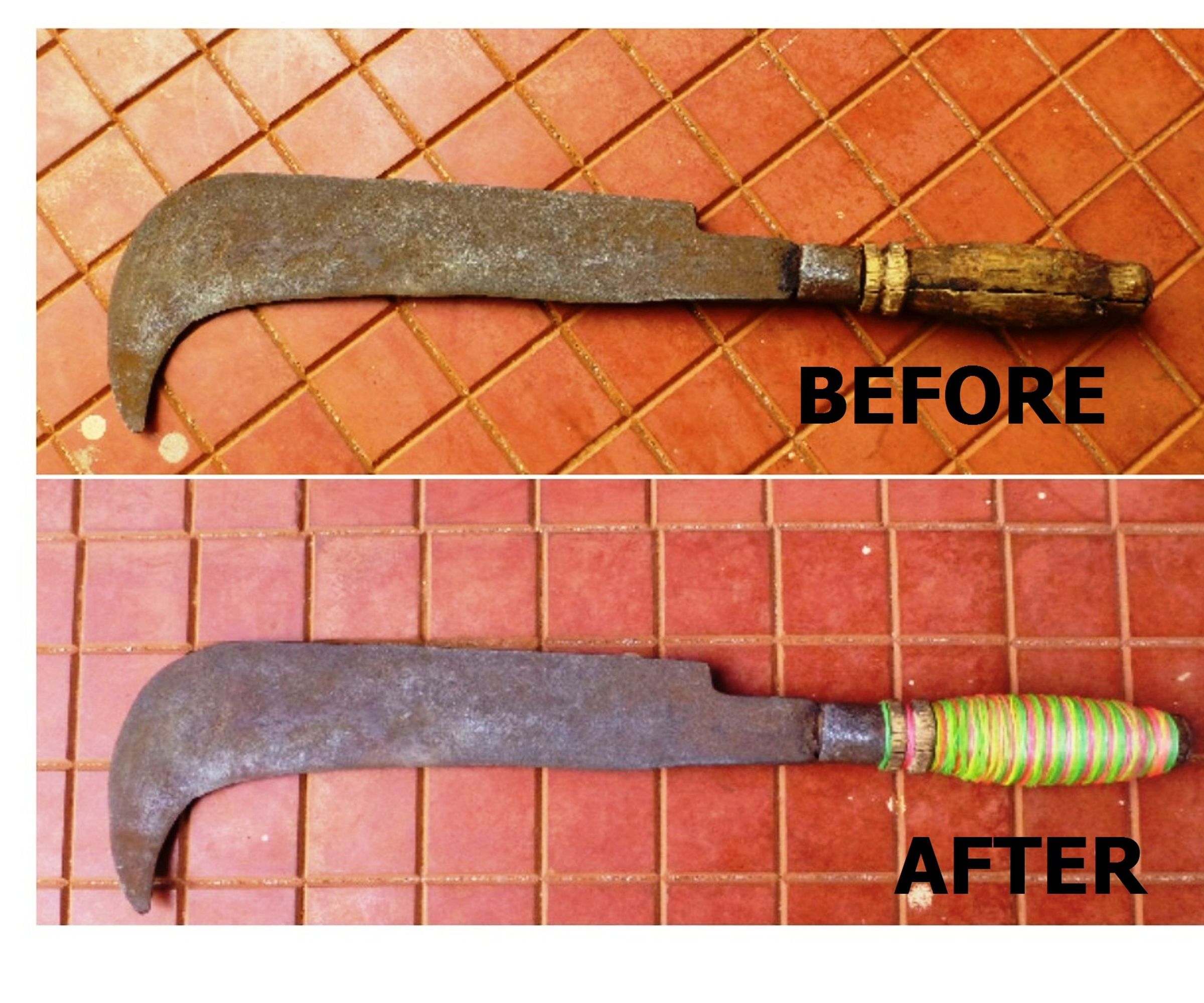 Restore Cracked Machete Handle With Rubber Bands