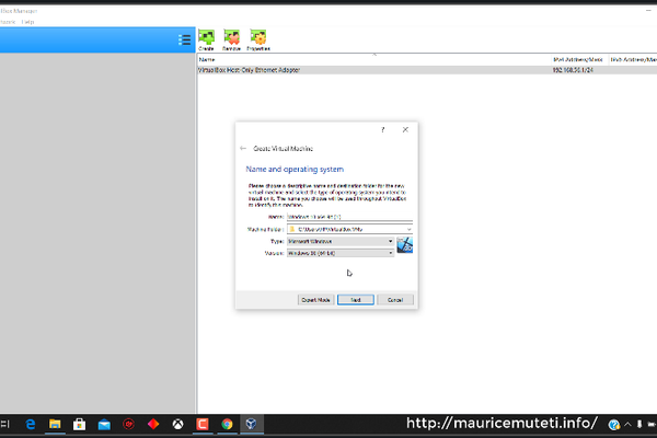 5. di Kotak Dialog Buat Mesin Virtual Masukkan 'Windows 10' Sebagai Nama Sistem Operasi.