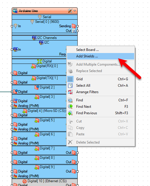 In Visuino Add Ethernet Shield