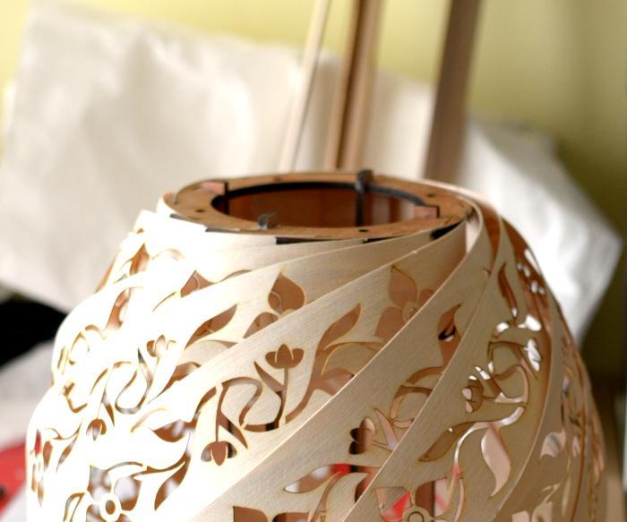 Wood Paper Pendant Swirl Lamp