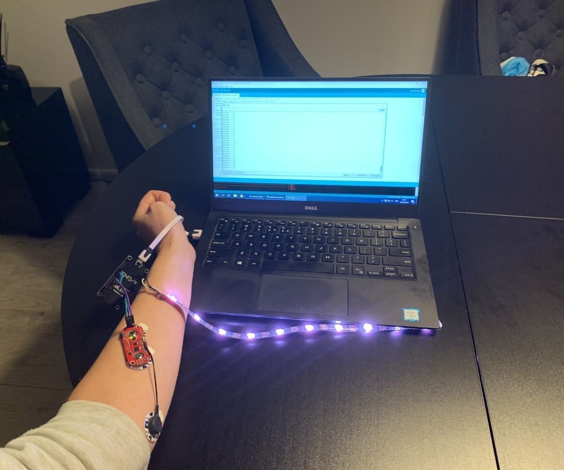 Neopixel Led Strip Reacting to Myoware Muscle Sensor