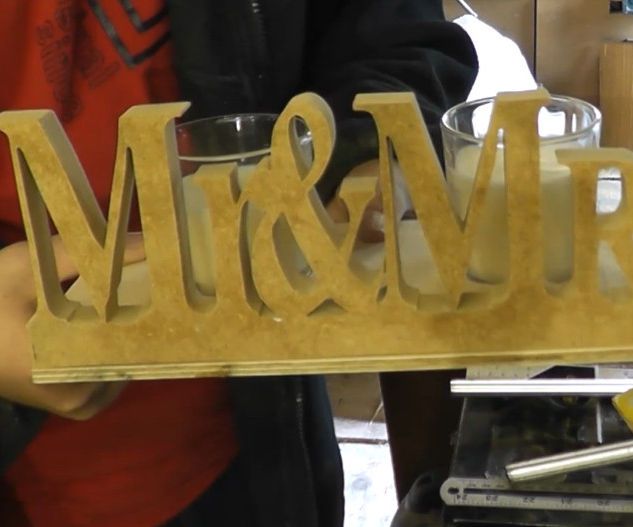 Wooden Mr And Mrs Candle Holder