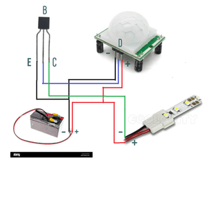 Automatic Room Light Controller Circuit Using PIR Motion Sensor and Transistor.
