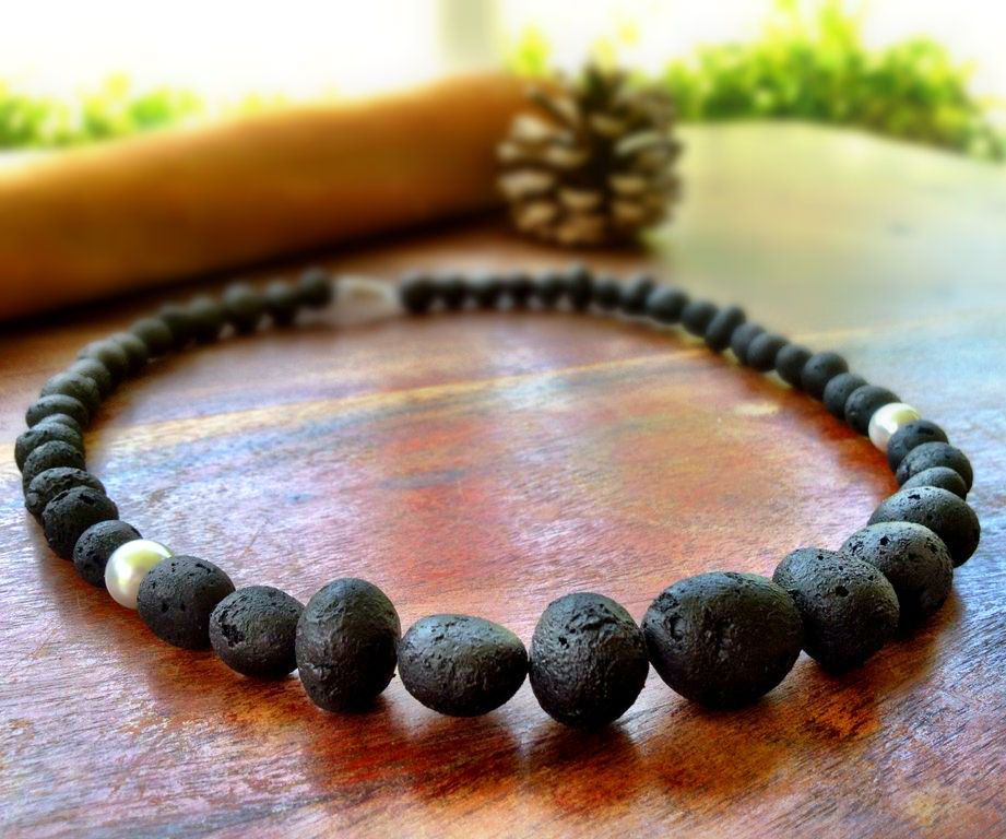 "Lava" Necklace From Hydroculture Pellets