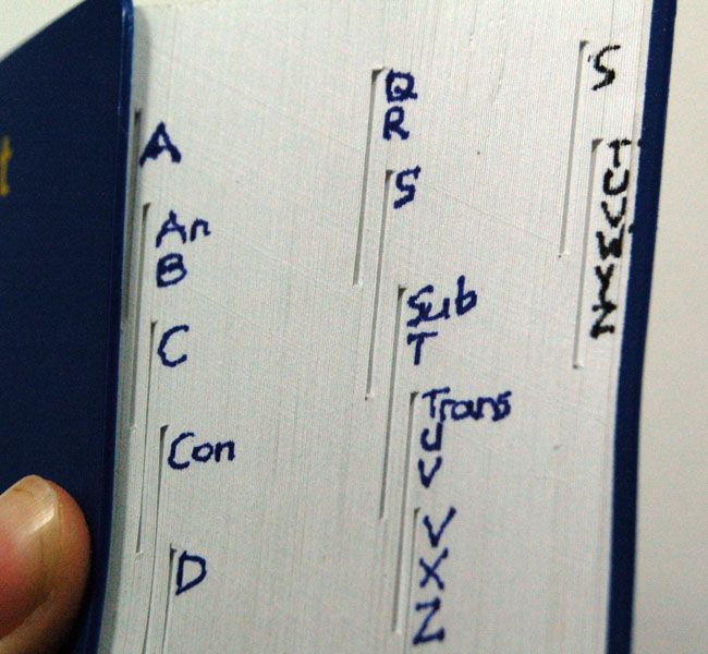 Notched Tabs in Books for Marking Sections