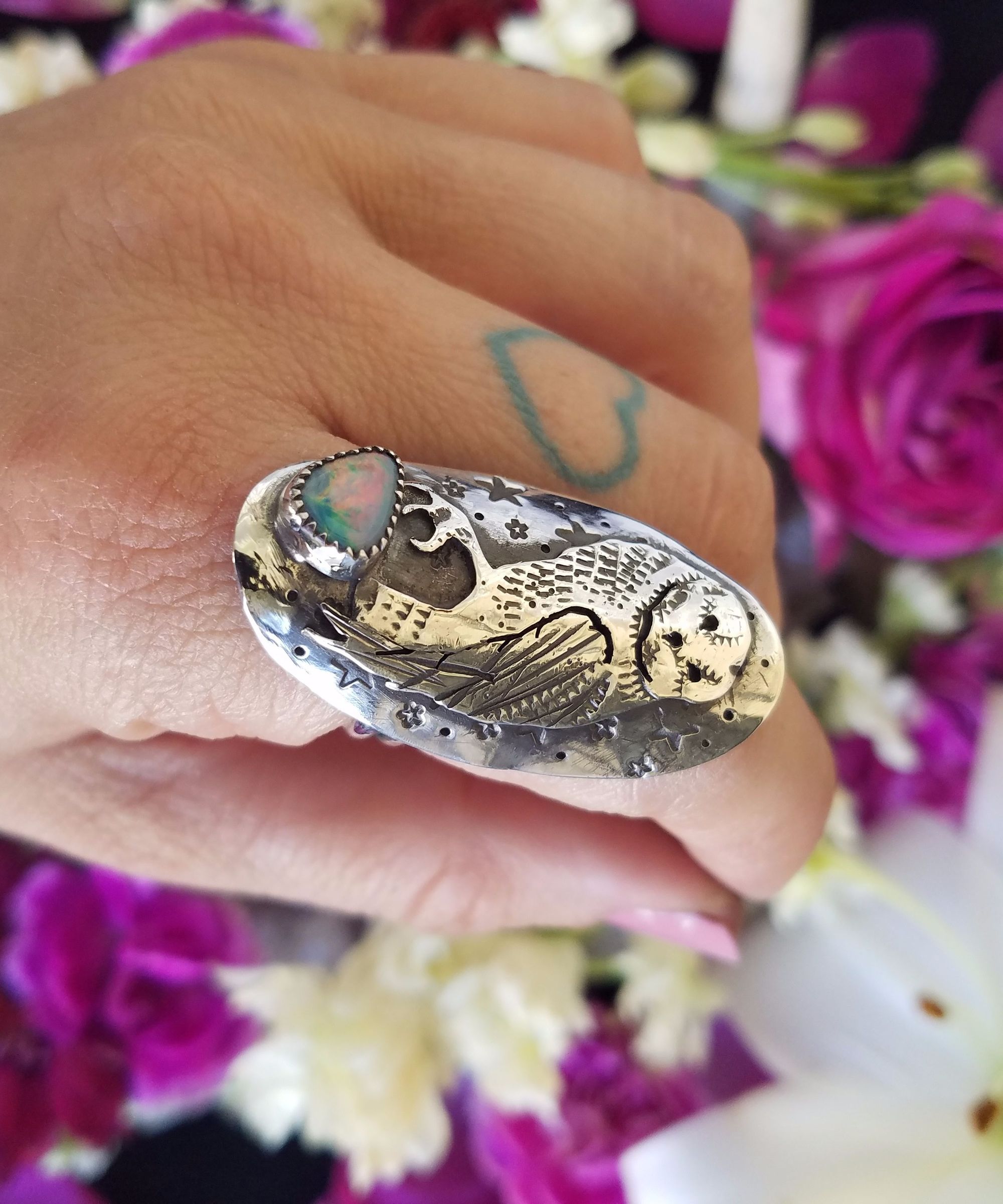 The 'Heart Way' Owl Totem Ring