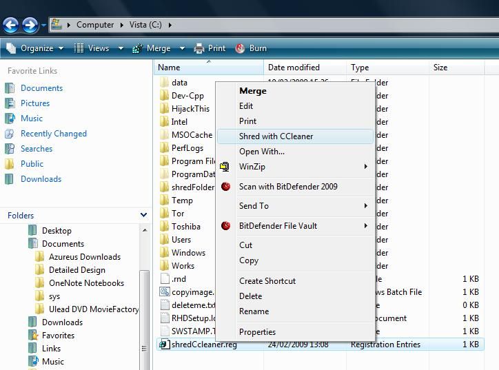Secure shred individual files using send to with ccleaner V2