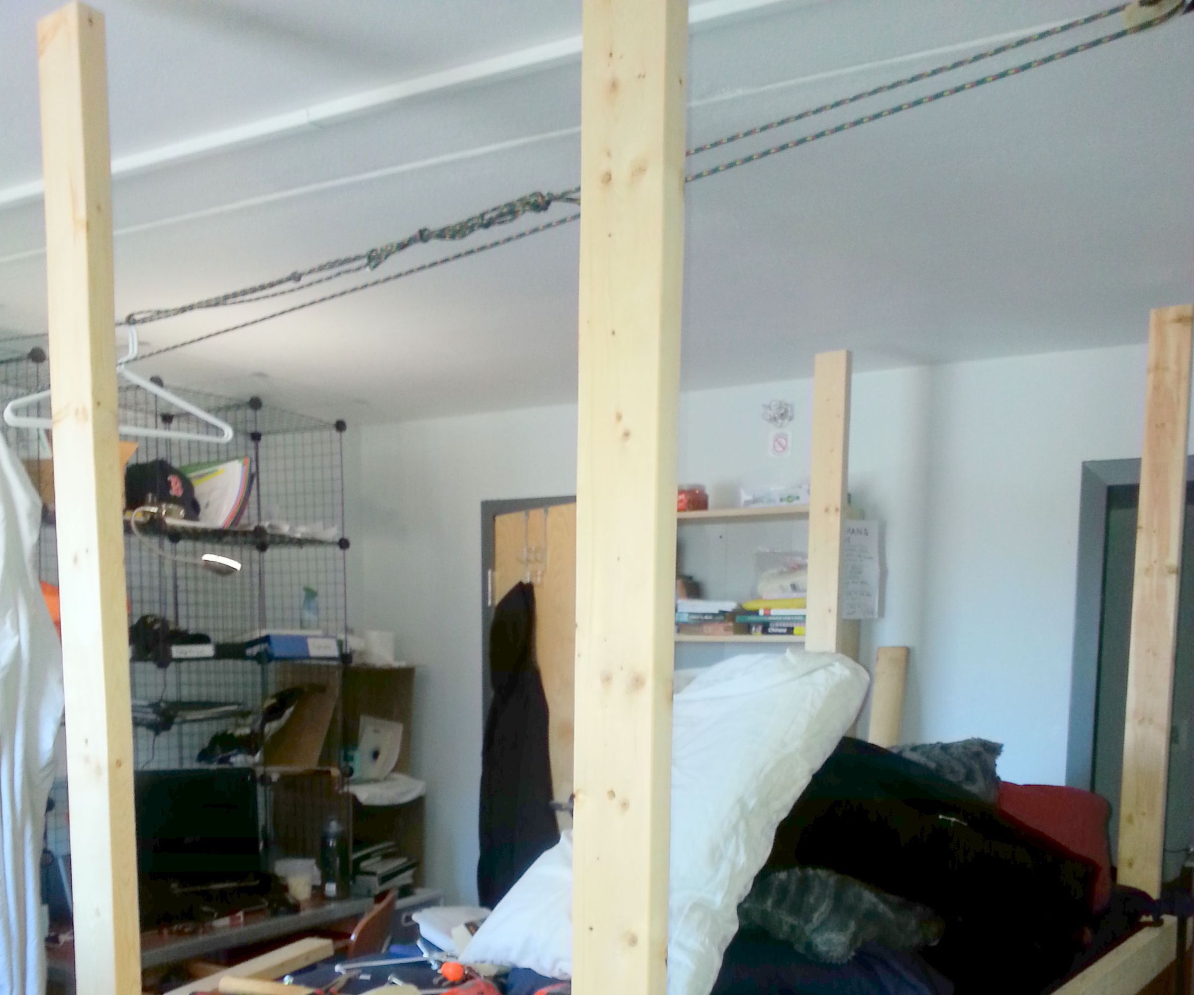 Boring Old College Dorm Room Bed - Becomes 4 Poster Bed Fit for a King!