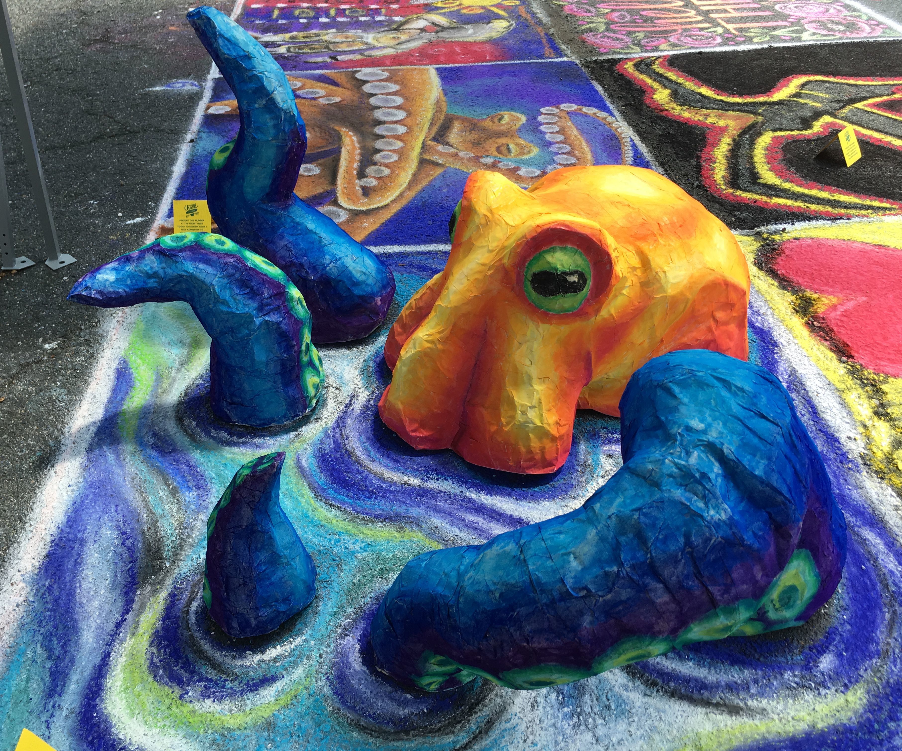 3D Octopus Sculpture Chalk Art