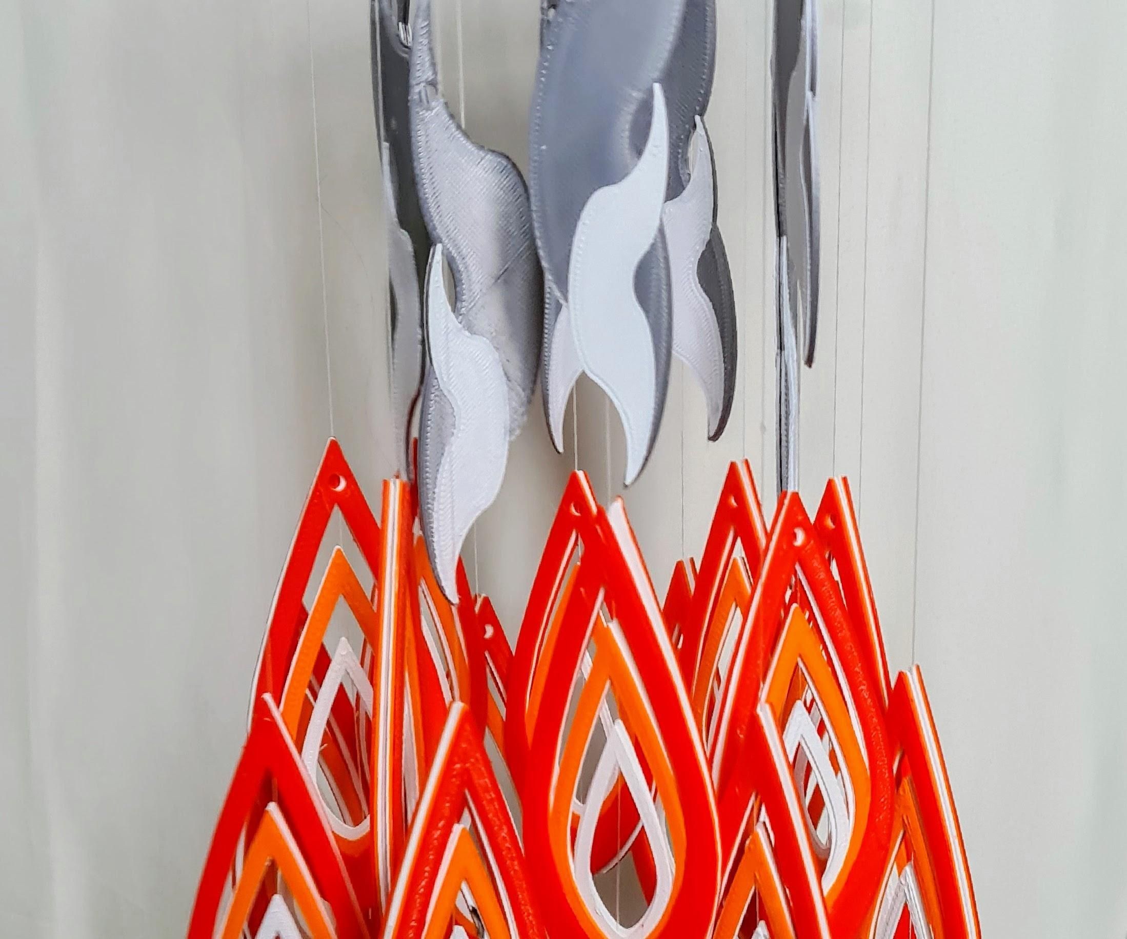 Flames Windchime/Mobile (3D Printed Tinkercad Project)