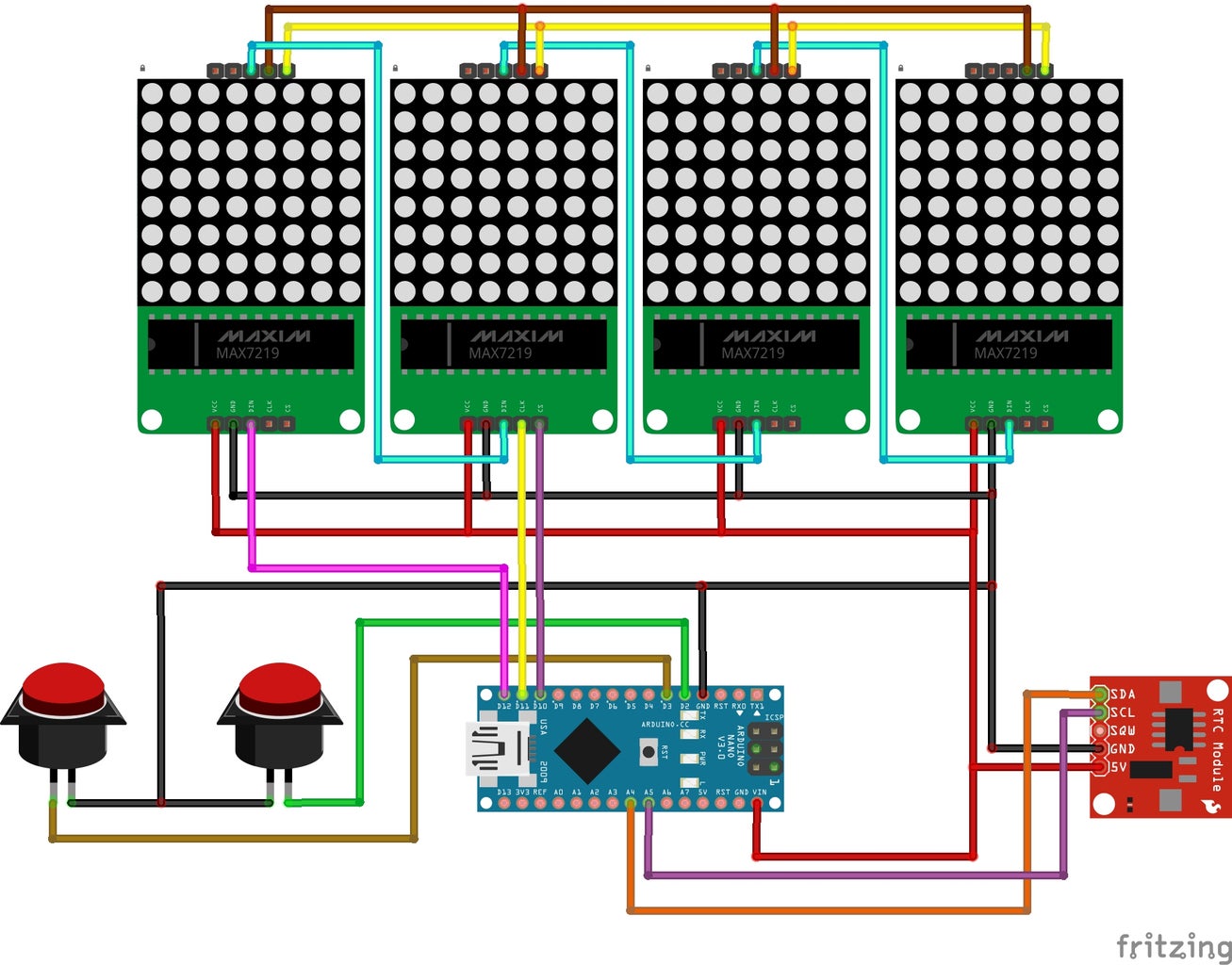 Arduino Nano Mini LED Matrix Clock - Instructables