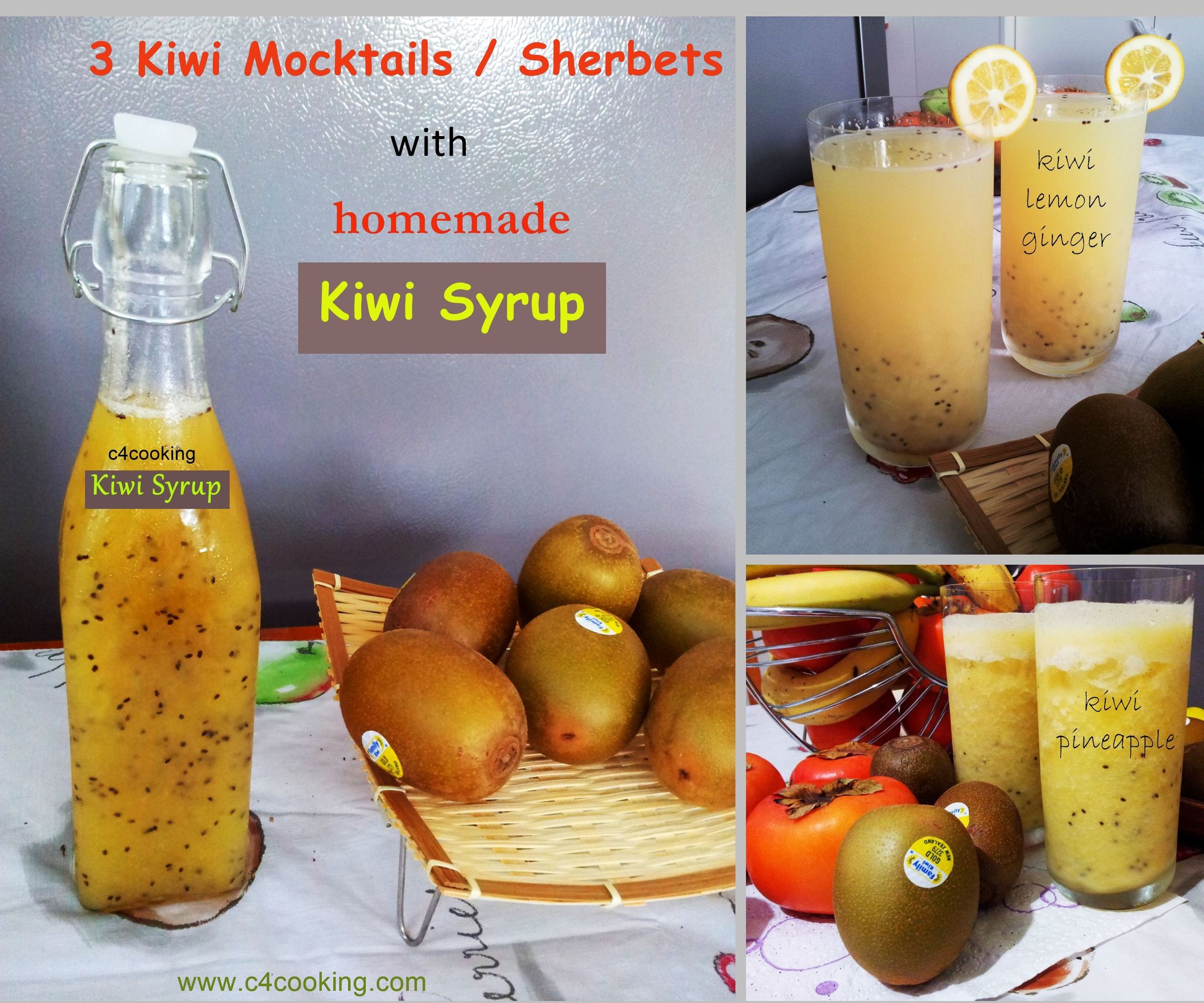 3 Refreshing Kiwi Mocktails / Sherbets With Homemade Kiwi Syrup