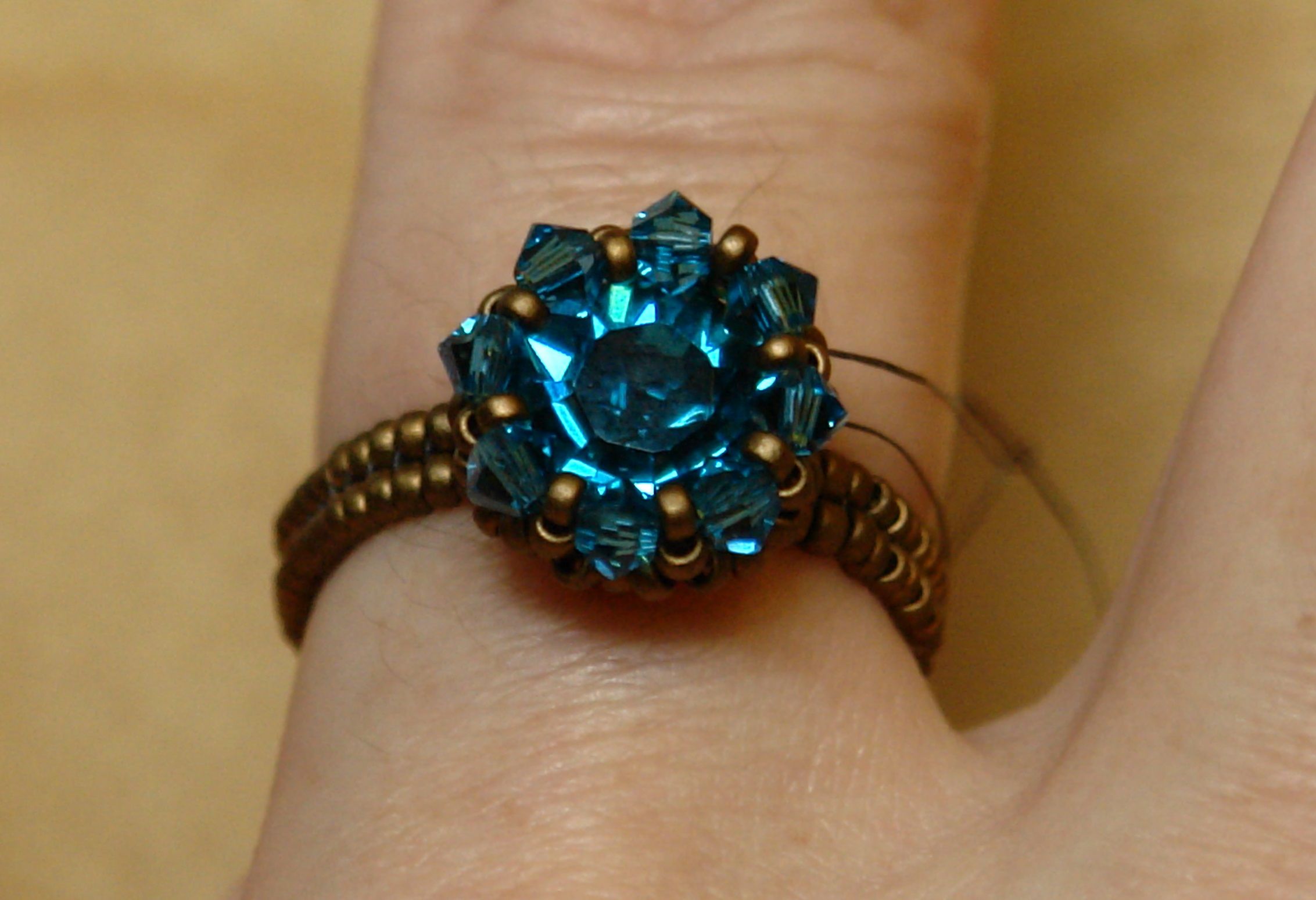 Sidonia's Handmade Jewelry - Swarovski Solitaire Beaded Ring