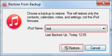 Select a Backup to Restore