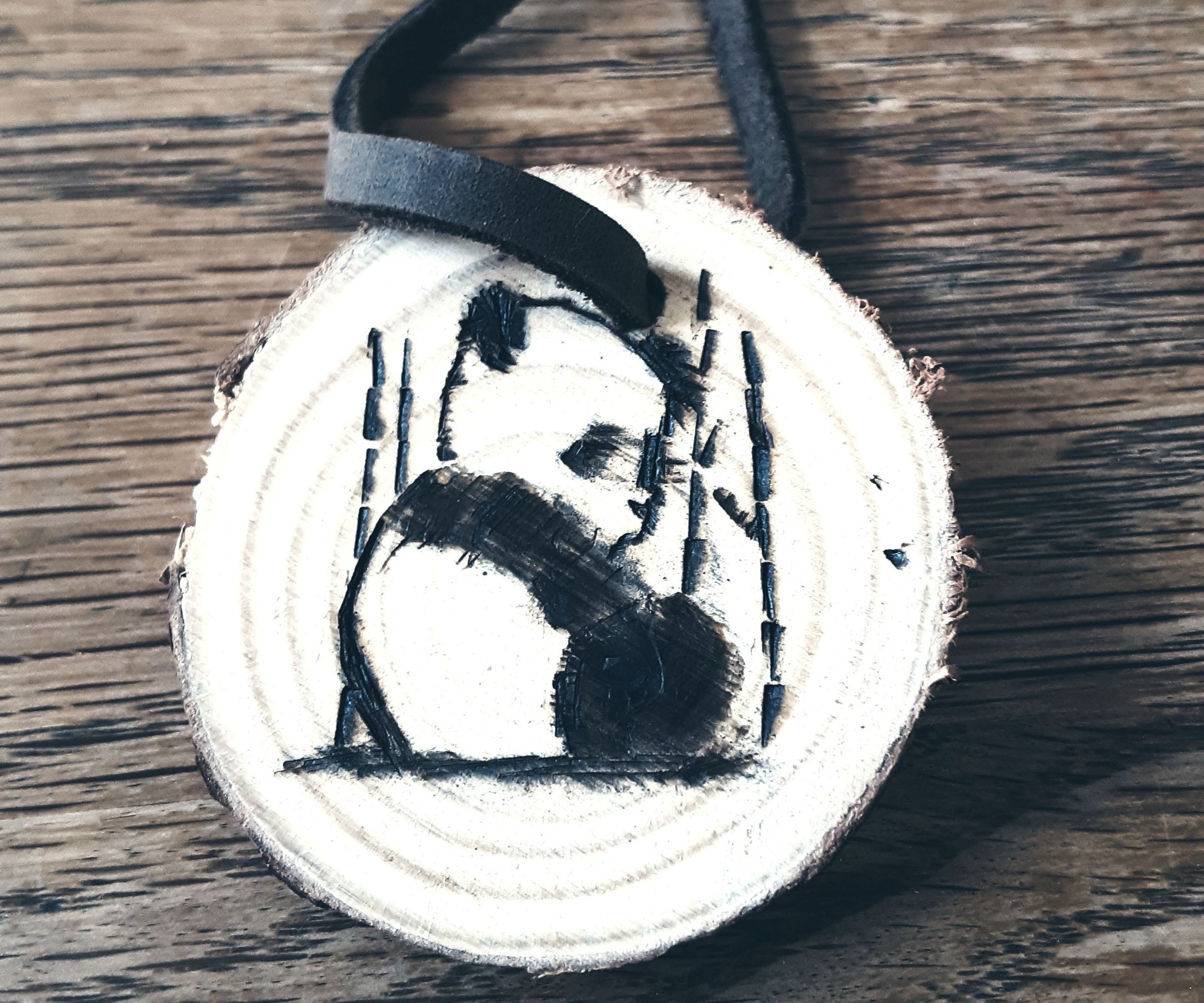 Wood-burning Designs on a Circle of Wood