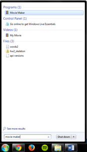 Search for “Movie Maker” by Opening the Windows Start Menu.