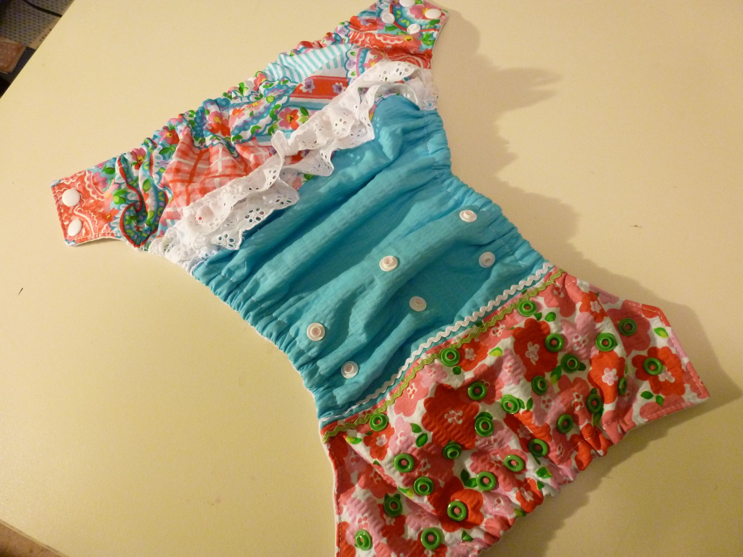 How to Make a Patchwork Style Ruffled One-size Pocket Diaper From Quilting Scraps