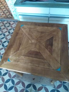 Small Wooden Dining Table With Fluorescent Corners