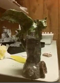 Dragon and castle cone incense burner