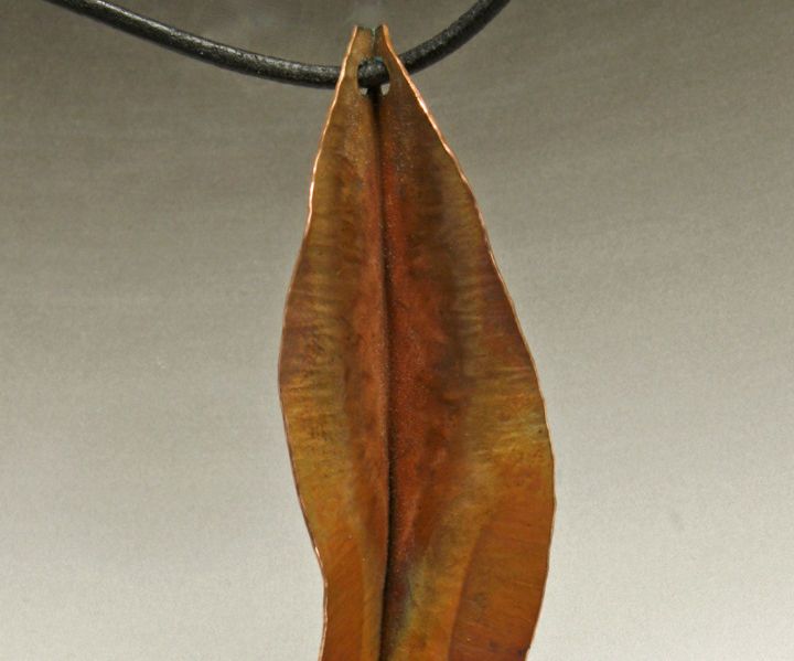 Hammered Copper Leaf Pendant