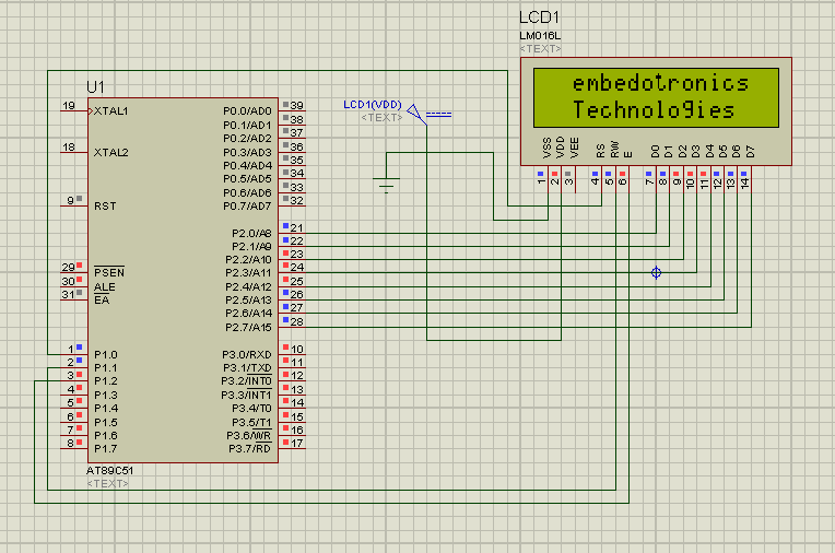 Interfacing 8051 Microcntroller With 16*2 Lcd in Proteus Simulation : 5 ...