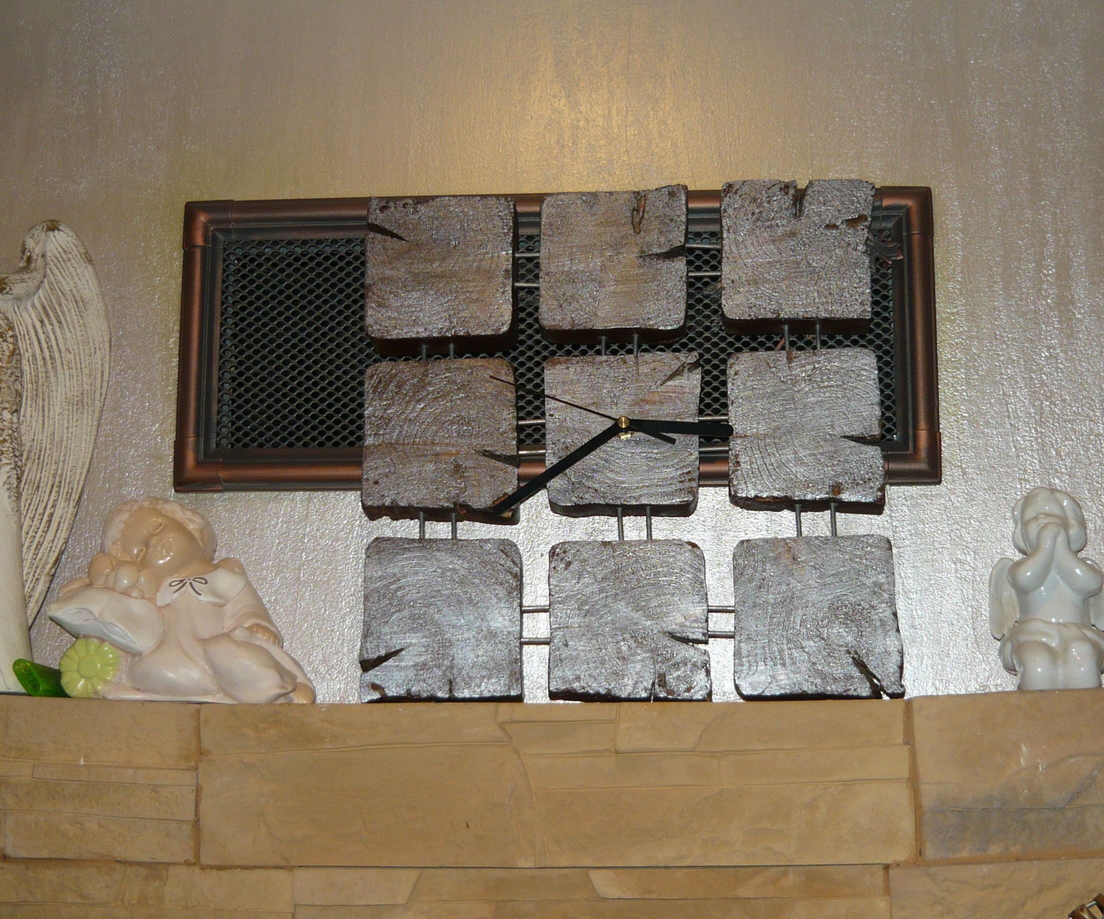 Handmade Wooden 9 Blocks Wall Clock 