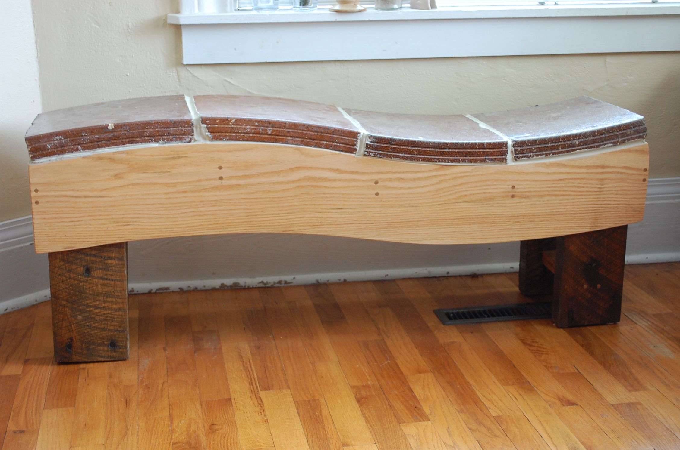 Reclaimed Silo Block Bench