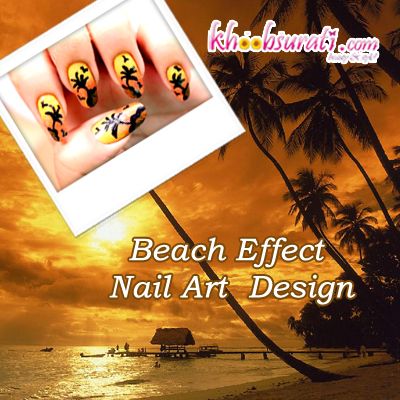Beach Effect Nail Art Design